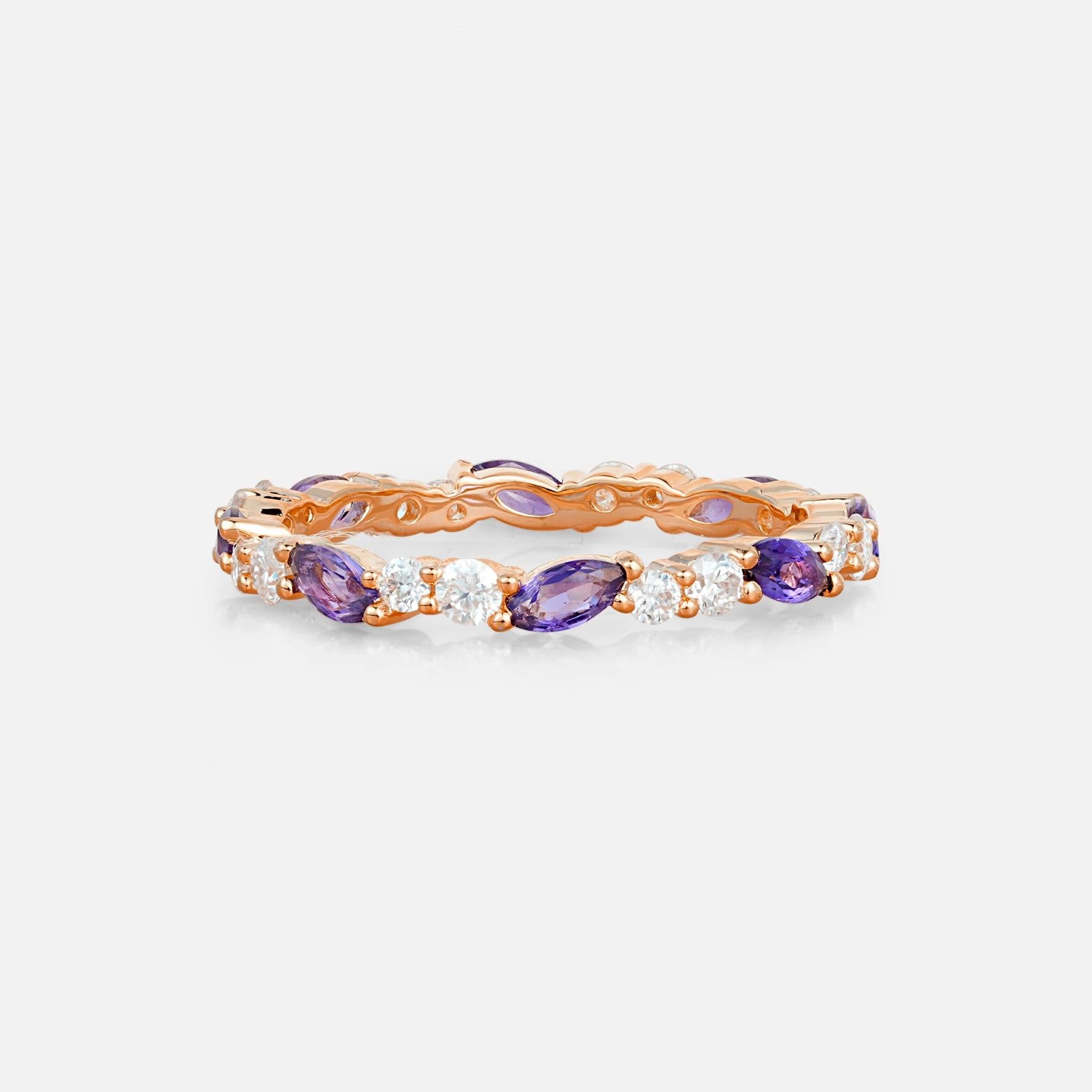 Marquise and Round Amethyst Eternity Wedding Band - Additional view