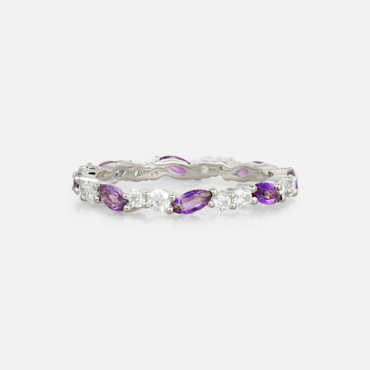 Marquise and Round Amethyst Eternity Wedding Band - Additional view