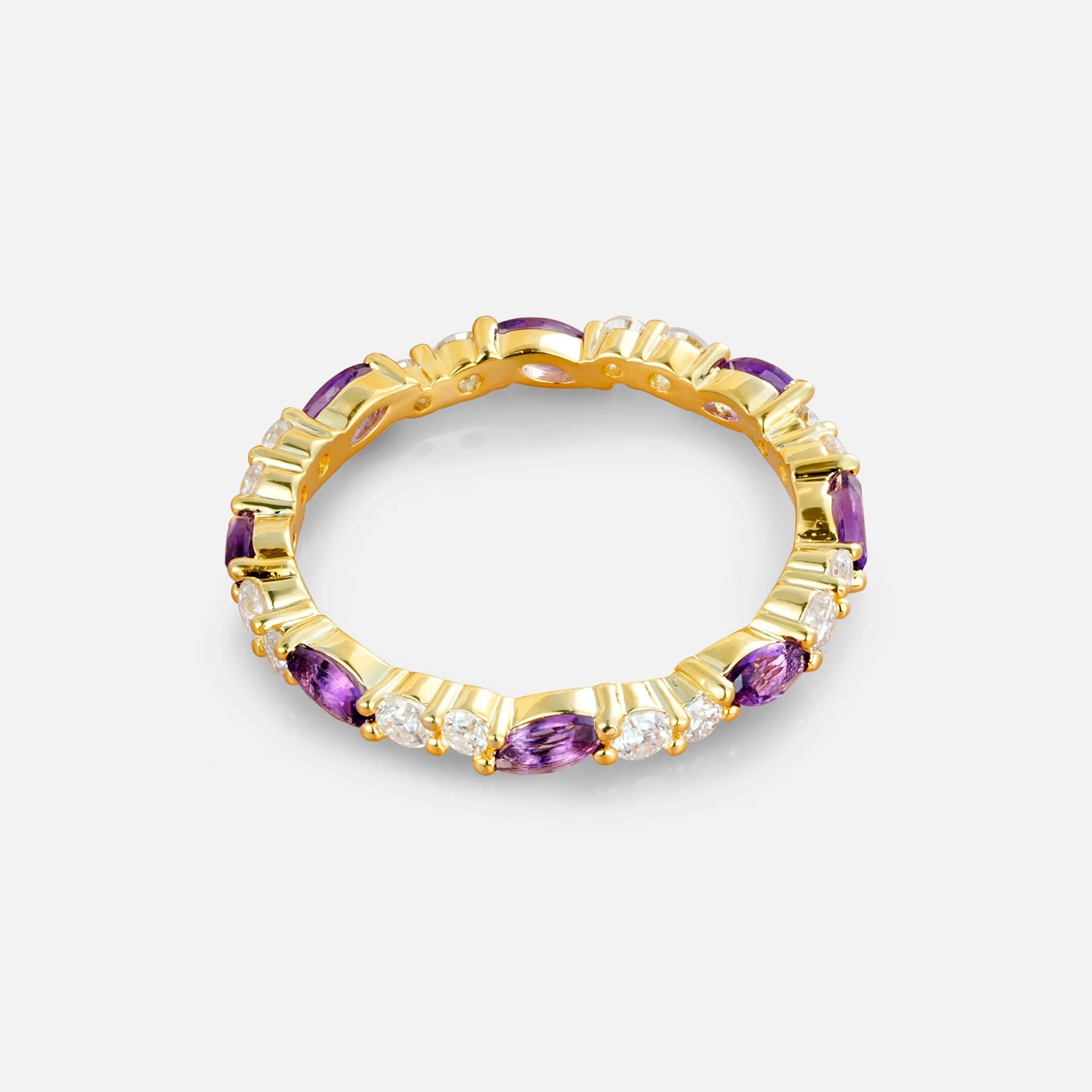 Marquise and Round Amethyst Eternity Wedding Band - Additional view