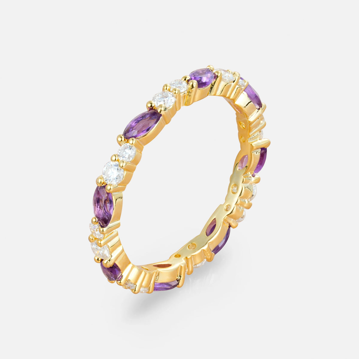 Marquise and Round Amethyst Eternity Wedding Band - Additional view