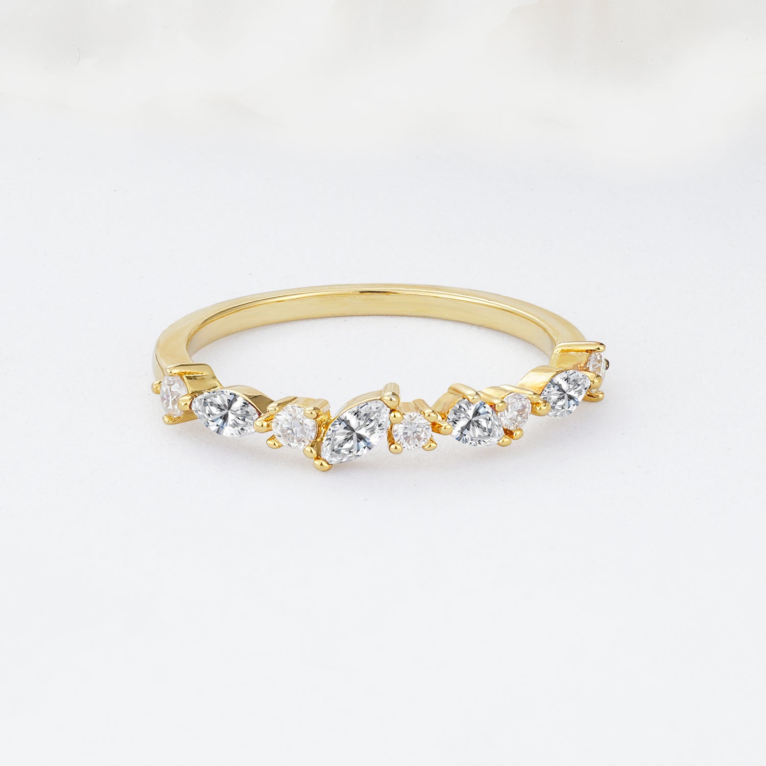 Delicate Marquise Cut Half Eternity Lab Diamond Wedding Band