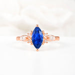 Classic Marquise Cut Side Accent Twisted Shank Sapphire Engagement Ring - Additional view