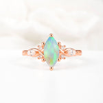 Classic Marquise Cut Side Accent Twisted Shank Fire Opal Engagement Ring - Additional view