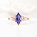 Classic Marquise Cut Side Accent Twisted Shank Tanzanite Engagement Ring - Additional view