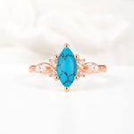 Classic Marquise Cut Side Accent Twisted Shank Turquoise Engagement Ring - Additional view
