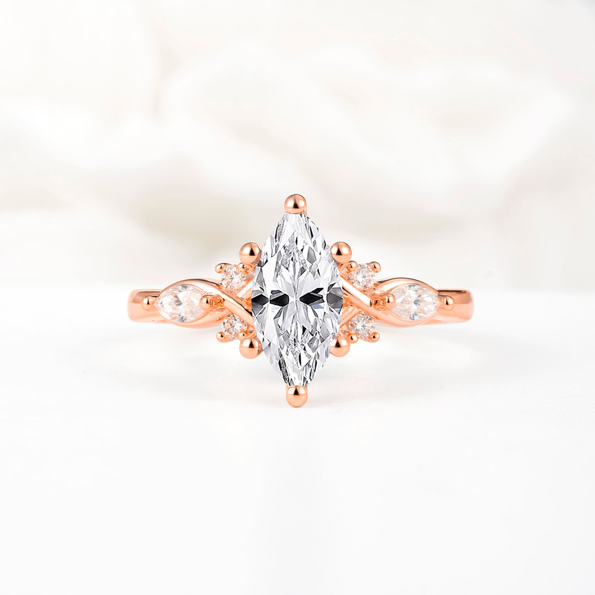 Classic Marquise Cut Side Accent Twisted Shank Lab Diamond Engagement Ring - Additional view