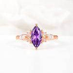 Classic Marquise Cut Side Accent Twisted Shank Amethyst Engagement Ring - Additional view