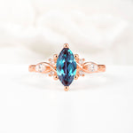 Classic Marquise Cut Side Accent Twisted Shank Alexandrite Engagement Ring - Additional view