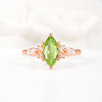 Classic Marquise Cut Side Accent Twisted Shank Peridot Engagement Ring - Additional view
