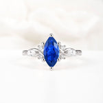 Classic Marquise Cut Side Accent Twisted Shank Sapphire Engagement Ring - Additional view