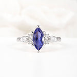 Classic Marquise Cut Side Accent Twisted Shank Tanzanite Engagement Ring - Additional view
