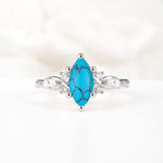 Classic Marquise Cut Side Accent Twisted Shank Turquoise Engagement Ring - Additional view