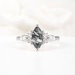 Classic Marquise Cut Side Accent Twisted Shank Black Rutilated Quartz Engagement Ring - Additional view