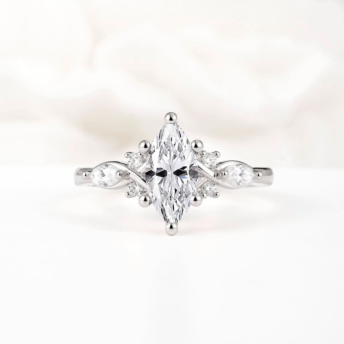 Classic Marquise Cut Side Accent Twisted Shank Lab Diamond Engagement Ring - Additional view