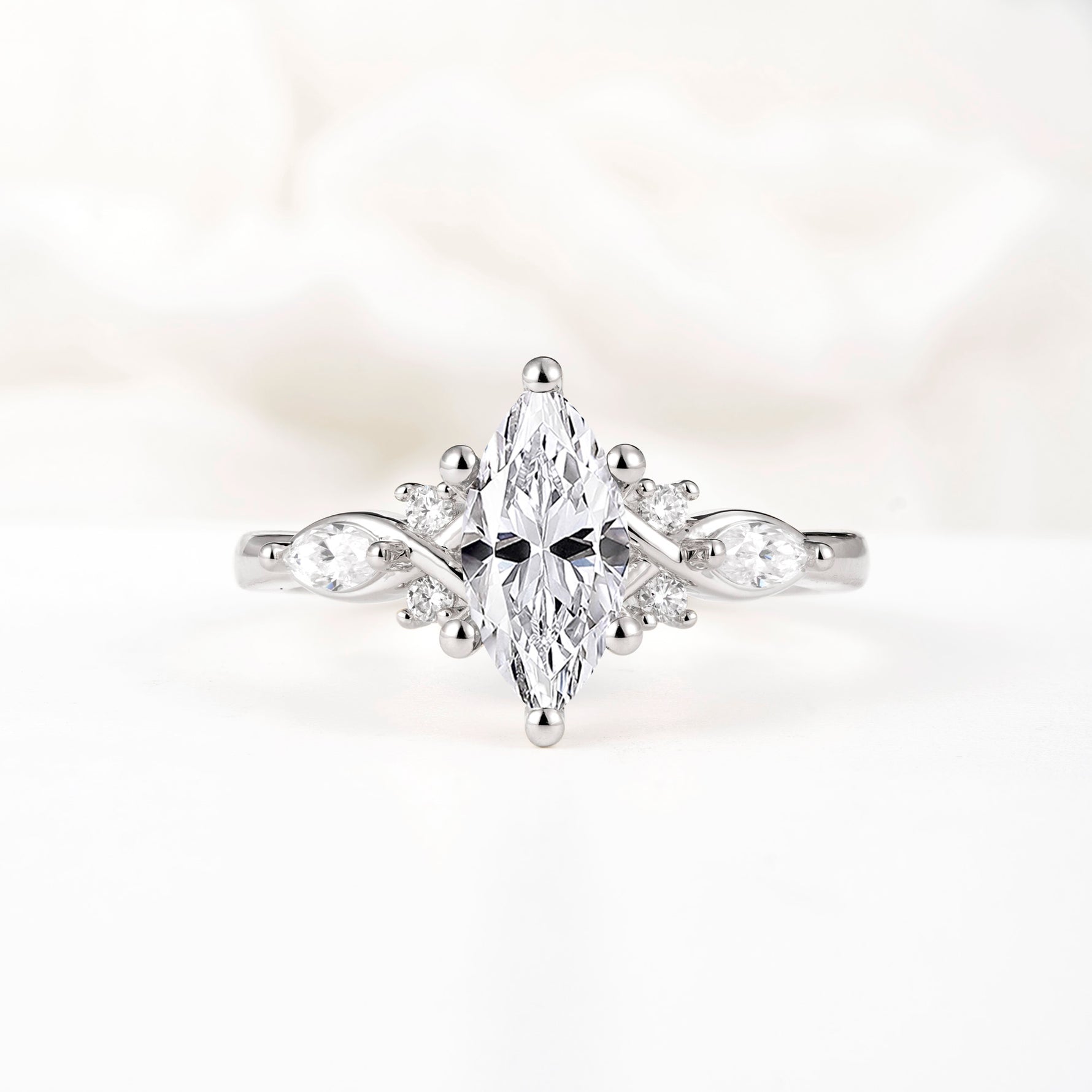 Classic Marquise Cut Side Accent Twisted Shank Lab Diamond Engagement Ring - Additional view