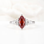 Classic Marquise Cut Side Accent Twisted Shank Garnet Engagement Ring - Additional view