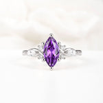 Classic Marquise Cut Side Accent Twisted Shank Amethyst Engagement Ring - Additional view