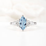 Classic Marquise Cut Side Accent Twisted Shank Aquamarine Engagement Ring - Additional view