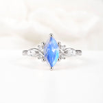 Classic Marquise Cut Side Accent Twisted Shank Moonstone Engagement Ring - Additional view