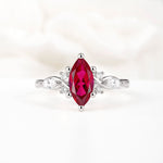 Classic Marquise Cut Side Accent Twisted Shank Ruby Engagement Ring - Additional view