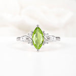 Classic Marquise Cut Side Accent Twisted Shank Peridot Engagement Ring - Additional view