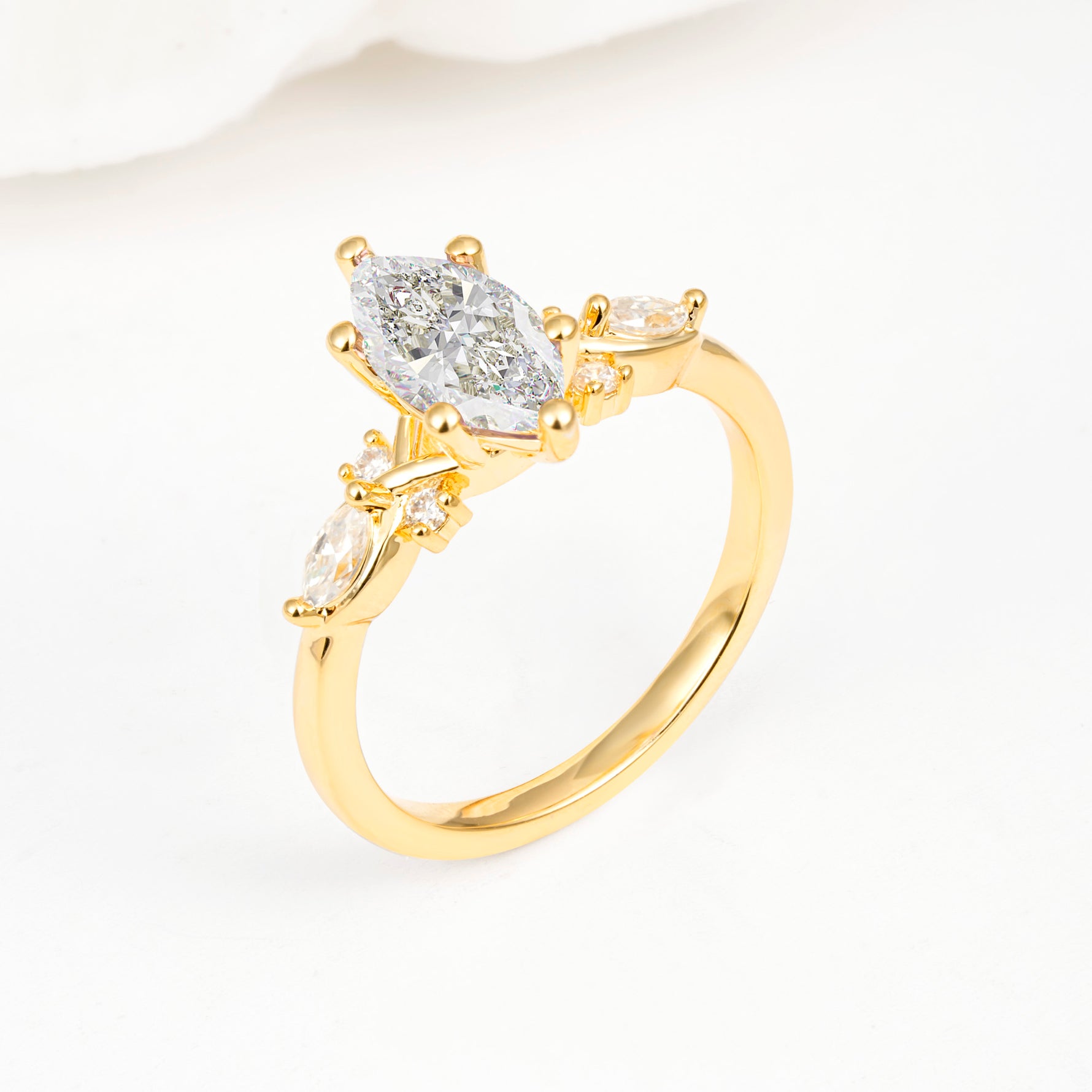Classic Marquise Cut Side Accent Twisted Shank Moissanite Engagement Ring - Additional view