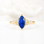 Classic Marquise Cut Side Accent Twisted Shank Sapphire Engagement Ring - Additional view