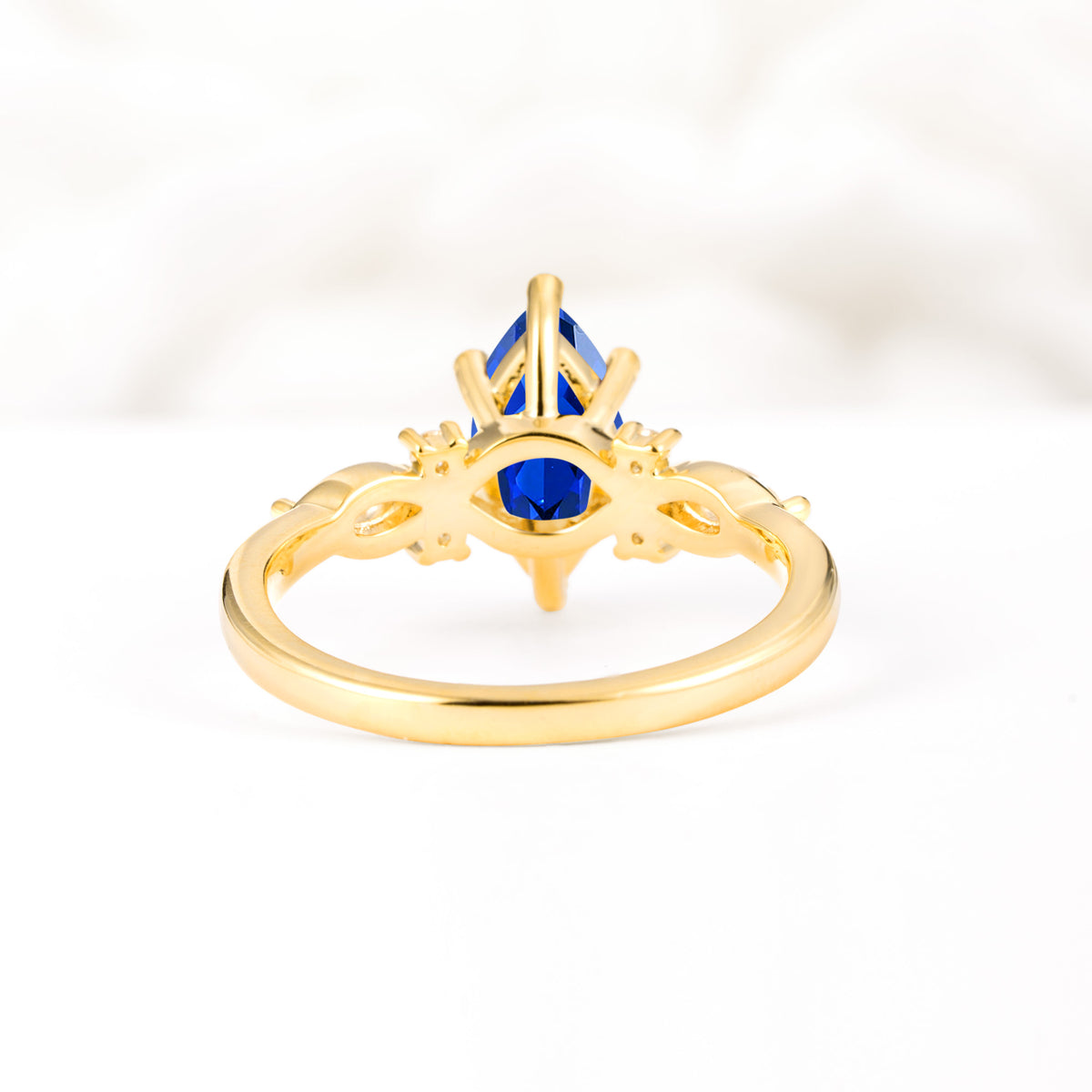 Classic Marquise Cut Side Accent Twisted Shank Sapphire Engagement Ring - Additional view