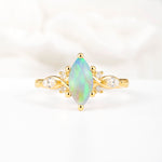 Classic Marquise Cut Side Accent Twisted Shank Fire Opal Engagement Ring - Additional view
