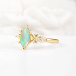 Classic Marquise Cut Side Accent Twisted Shank Fire Opal Engagement Ring - Additional view