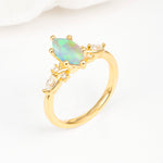 Classic Marquise Cut Side Accent Twisted Shank Fire Opal Engagement Ring - Additional view