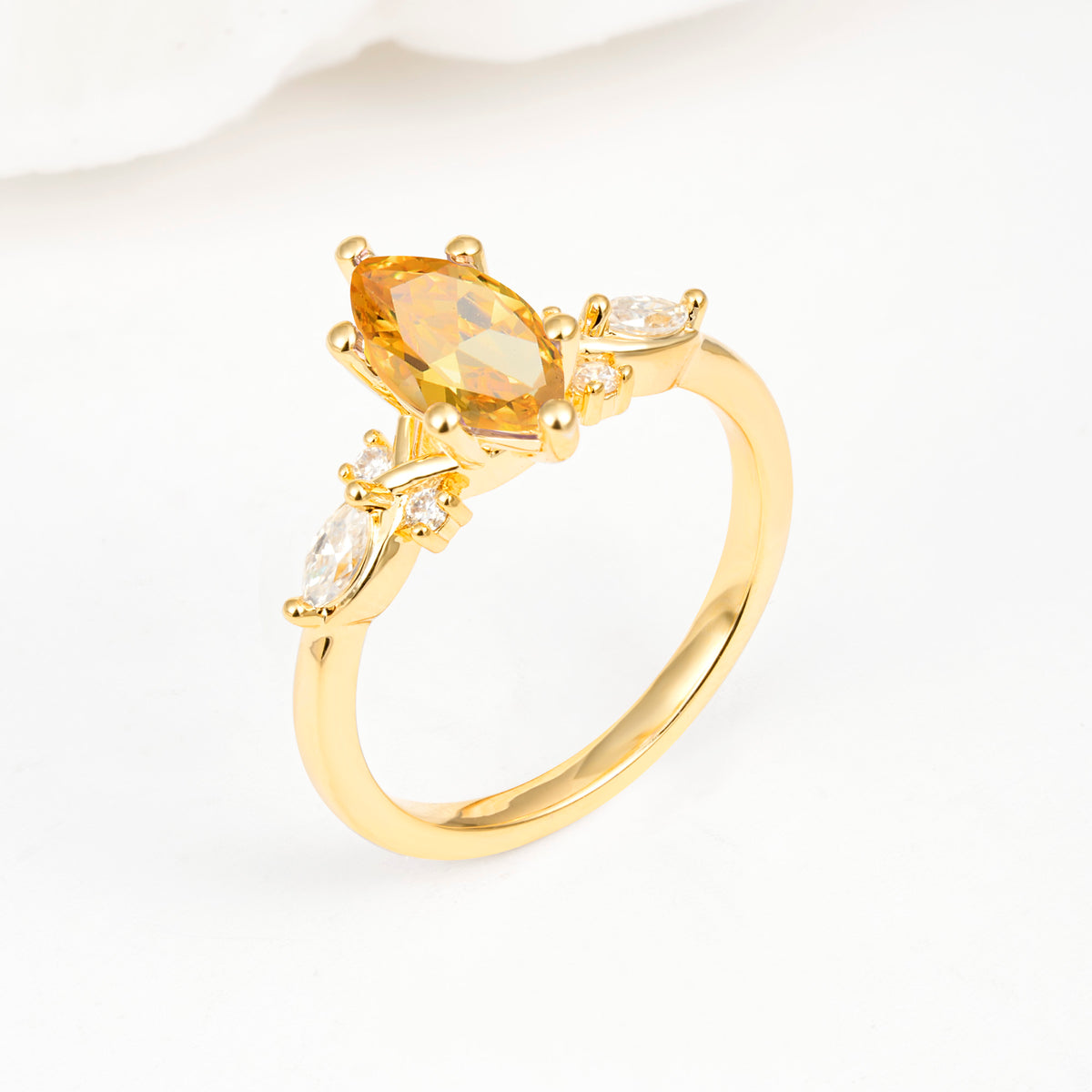 Classic Marquise Cut Side Accent Twisted Shank Citrine Engagement Ring - Additional view