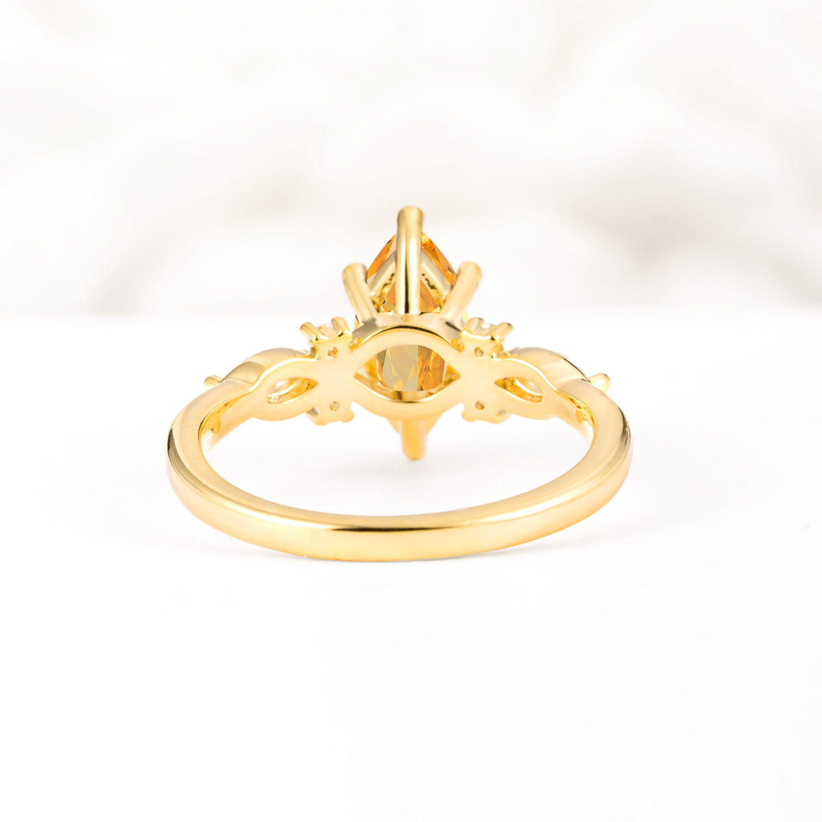 Classic Marquise Cut Side Accent Twisted Shank Citrine Engagement Ring - Additional view