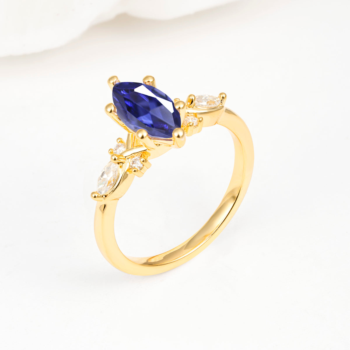 Classic Marquise Cut Side Accent Twisted Shank Tanzanite Engagement Ring - Additional view