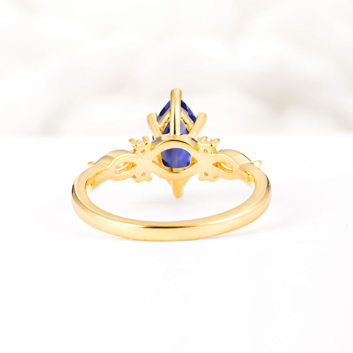 Classic Marquise Cut Side Accent Twisted Shank Tanzanite Engagement Ring - Additional view