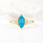 Classic Marquise Cut Side Accent Twisted Shank Turquoise Engagement Ring - Additional view