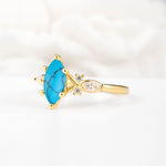 Classic Marquise Cut Side Accent Twisted Shank Turquoise Engagement Ring - Additional view