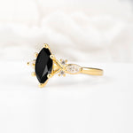 Classic Marquise Cut Side Accent Twisted Shank Black Onyx Engagement Ring - Additional view
