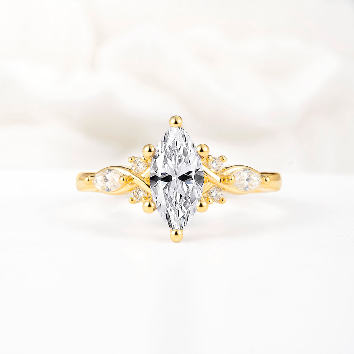 Classic Marquise Cut Side Accent Twisted Shank Lab Diamond Engagement Ring - Additional view