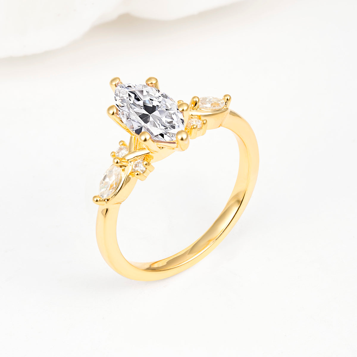 Classic Marquise Cut Side Accent Twisted Shank Lab Diamond Engagement Ring - Additional view