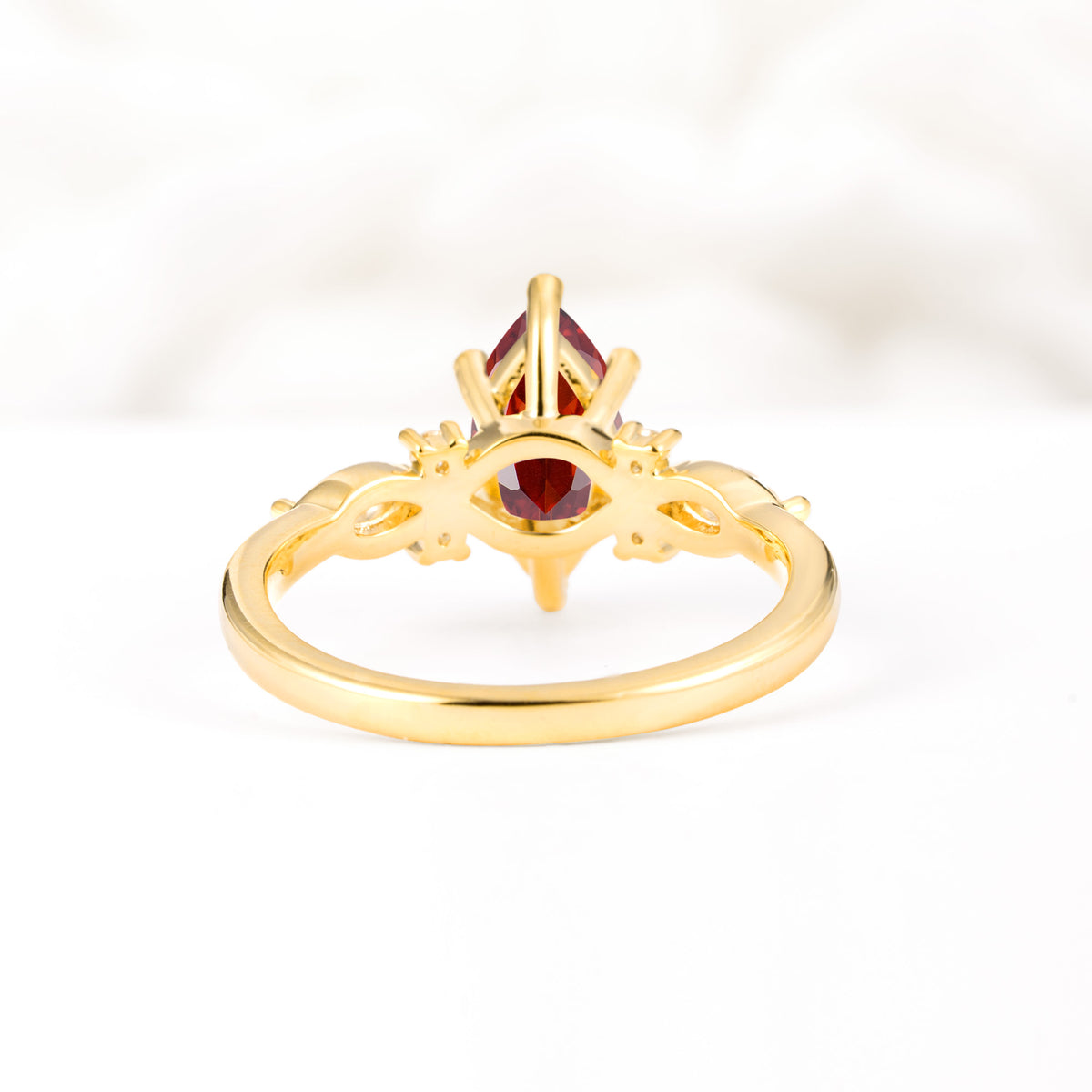 Classic Marquise Cut Side Accent Twisted Shank Garnet Engagement Ring - Additional view