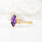 Classic Marquise Cut Side Accent Twisted Shank Amethyst Engagement Ring - Additional view