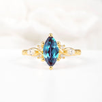 Classic Marquise Cut Side Accent Twisted Shank Alexandrite Engagement Ring - Additional view