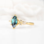 Classic Marquise Cut Side Accent Twisted Shank Alexandrite Engagement Ring - Additional view