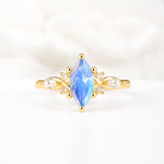 Classic Marquise Cut Side Accent Twisted Shank Moonstone Engagement Ring - Additional view