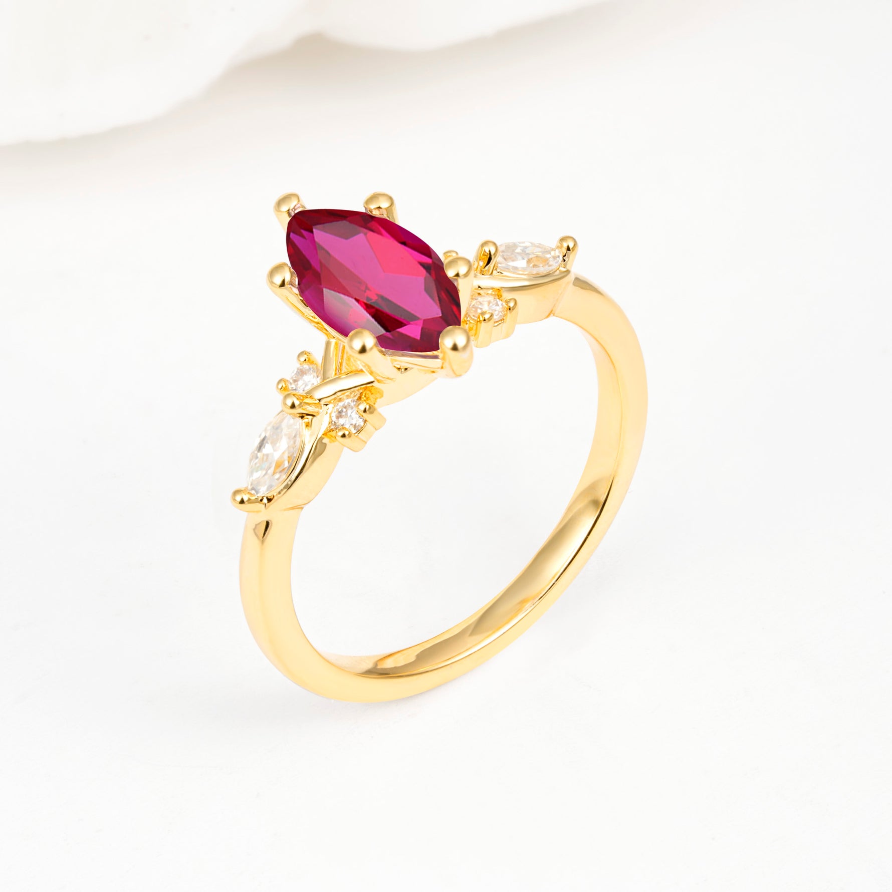 Classic Marquise Cut Side Accent Twisted Shank Ruby Engagement Ring - Additional view
