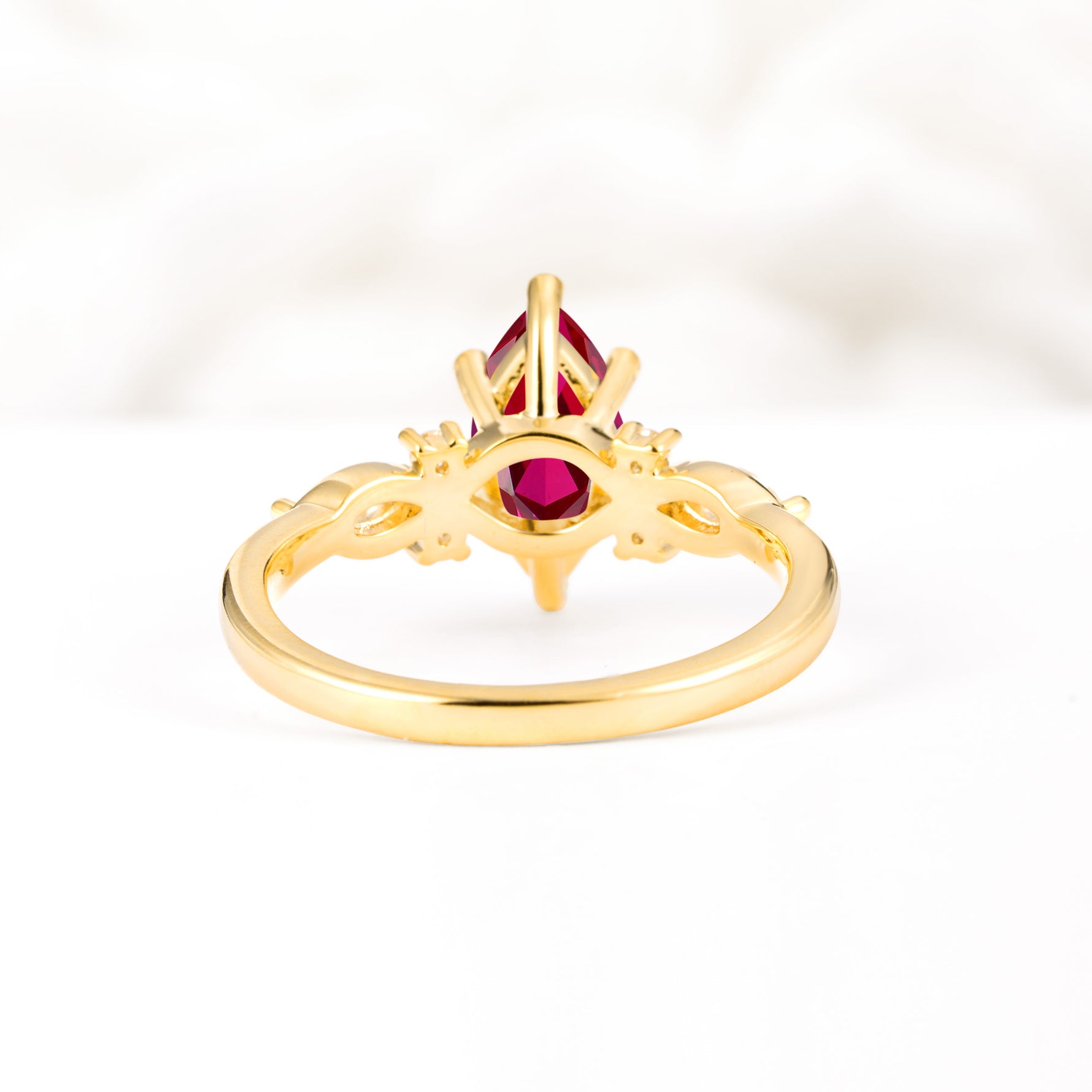 Classic Marquise Cut Side Accent Twisted Shank Ruby Engagement Ring - Additional view