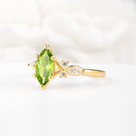Classic Marquise Cut Side Accent Twisted Shank Peridot Engagement Ring - Additional view