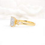 Classic Emerald Cut Leaf Side Accent Moissanite Engagement Ring - Additional view