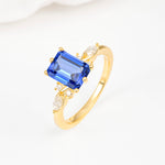 Classic Emerald Cut Leaf Side Accent Sapphire Engagement Ring - Additional view